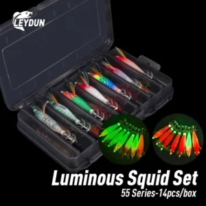LEYDUN Luminous eye Horizontal Squid 14pcs/Set Lures 1