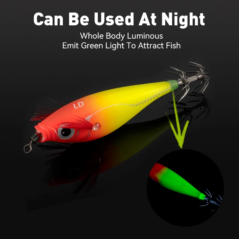 LEYDUN Luminous Horizontal Squid Jig Saltwater Baits 5